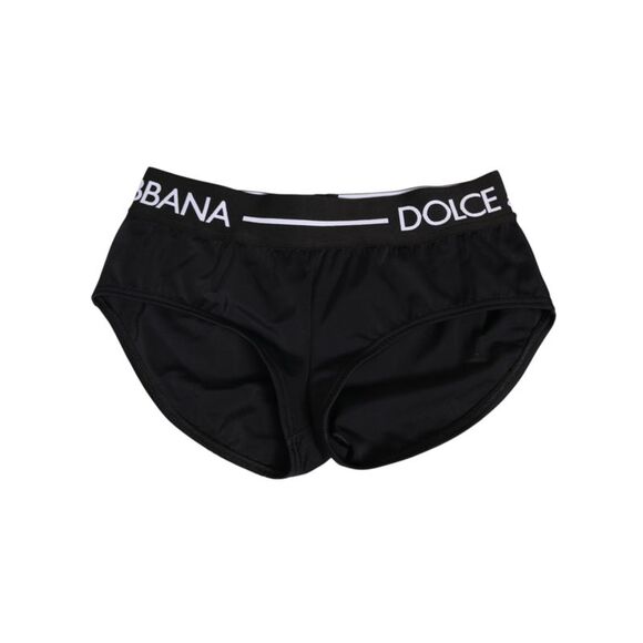 Dolce & Gabbana Black Nylon Logo Waistband Shorts Women's Underwear